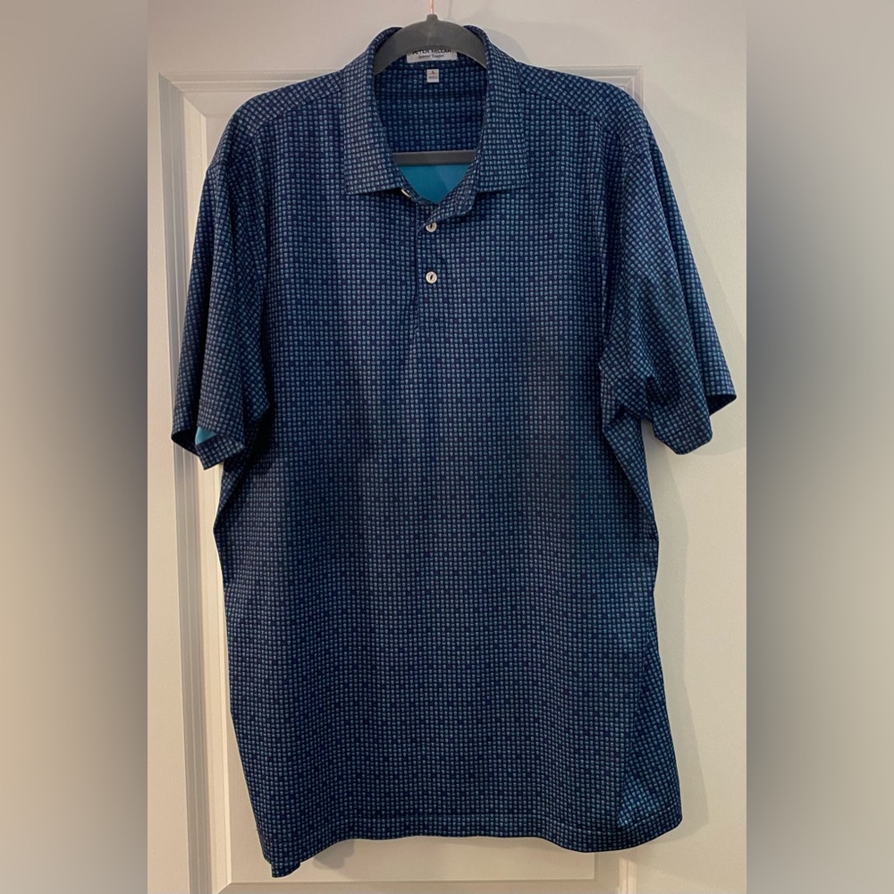 Peter Millar Summer Comfort Polo Short Sleeve Shirt Sz L - Blue Crown Like New